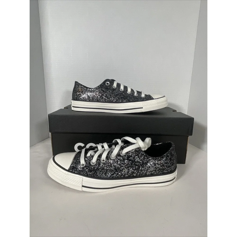 *NEW*Women CONVERSE Chuck Taylor All Star Low Top Glitter Black (A11138C) Sz‎ 6